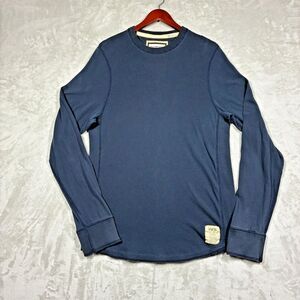 VTG Ruehl No 925 Mens XL Heavyweight Cotton Long Sleeve Crewneck Raw Hem Navy